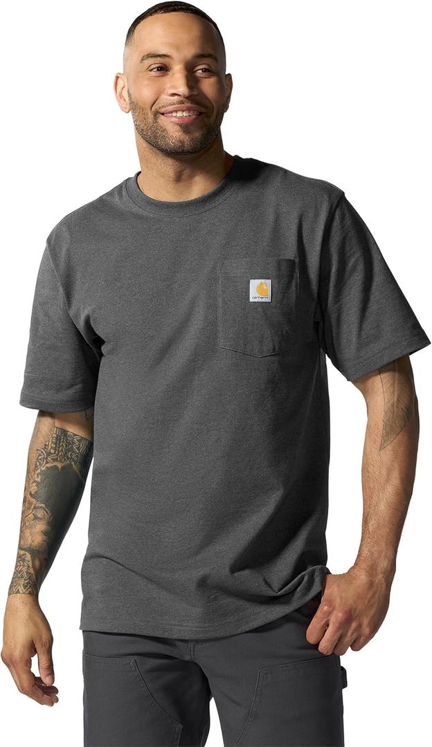 Carhartt Men's Loose Fit Heavyweight Short-Sleeve Pocket T-Shirt, Carbon Heather, (XX-Large)