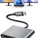 USB C to Dual HDMI Adapter, with 2 4K@60Hz HDMI Docking Station, Type C to HD Splitter for 2 Monitors, Suitable for MacBook Air/Pro, Dell, HP, Lenovo, Chromebook, Surface USB Type C Laptops