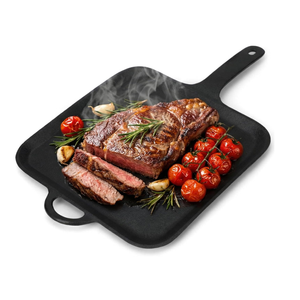 12 Inch Cast Iron Square Griddle, Seasoned Skillets with Ring Handle, Heat Resistant Griddle for Pancakes, Eggs, Steak, Durable Griddles for Stove Top Oven Safe for Kitchen Cooking