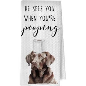 Black Labrador Hand Towels, Funny Black Lab Gifts, Gift for Labrador Dog Lovers Waffle Weave Decorative Hand Towels for Bathroom Washroom, Pet Lover Gift, 16x24 Inch