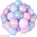 Pink Purple Blue Balloon 60Pcs 12 Inch Metallic Pastel Balloon Iridescent Pearl Pink Blue Purple Party Balloons for Girls Mermaid Snowflake Princess Birthday Baby Shower Party Decoration