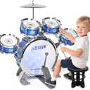 Kids Drum Set for Toddlers Ages 2-5 - Musical Toy with Stool, Perfect Birthday Xmas Gift for Boys & Girls