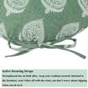 FUNHOME 15"x15"x4" Bistro Chair Cushion Set of 2, Water Repellent Round Outdoor Chair Cushions with Ties, Patio Tufted Chair Pads for Home Garden (Fair Green)