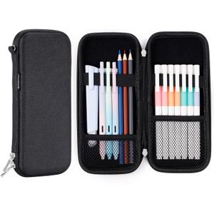 iDream365 Upgraded Hard Pencil Case Box for Adluts,Durable Pen Carrying Case with Zipper-Black (Standard)