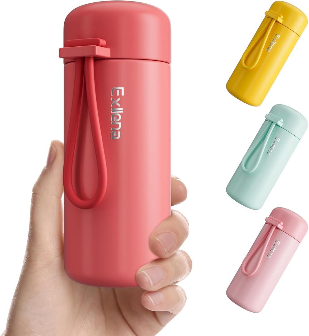 Mini Water Bottle 5oz, Small Insulated Water Bottle for Hot&Cold Drinks, Small Thermos with Carry Handle - 100% Leakproof Perfect for School, Travel...(Coral Red)