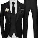 Wangyue 3 Piece Mens Tuxedo Suit Slim Fit Tuxedo for Men Double Breasted Wedding Prom Suits Blazer Vest Pants Sets 2026 XL
