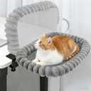 IPOW Cat Bed Heavy Duty Steel Frame Supports up to 50lbs Cat Desk Bed & Perch Space-Saving 90Foldable with Soft Ultra-Plush Faux Fur for Small Medium Large Cats (Gray)