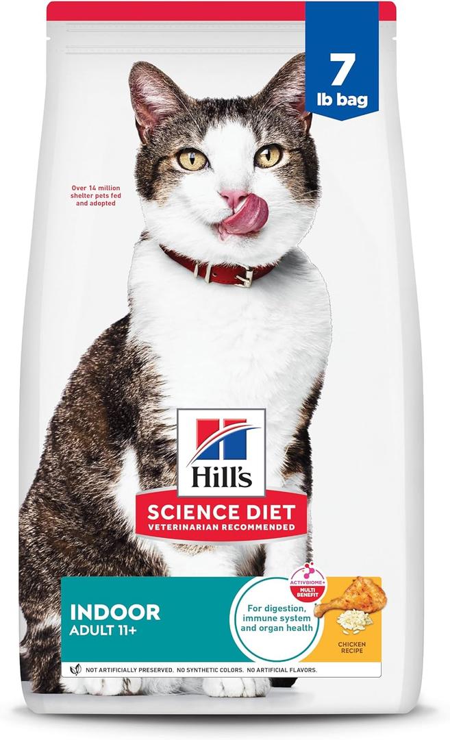 Hill's Science Diet Indoor, Senior Adult 11+, Easy Litter Box Cleanup, Dry Cat Food, Chicken Recipe, 7 lb Bag, Best before 12 2026