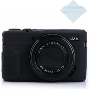 G7X / G7X Mark II Camera Silicone Case, Ultra Thin Lightweight Rubber Soft Silicone Case Bag Cover for Canon PowerShot G7X / G7X Mark II with Microfiber Cloth - Black