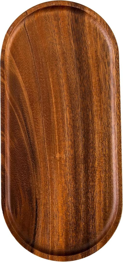 SOFE Oval Wooden Serving Tray - Walnut Wood Cheese Plate - 12 Inch Long Charcuterie Board - Decorative Trays for Coffee/Tea Table - Kitchen Bathroom Counter Tray - Candle Trays Home Decor