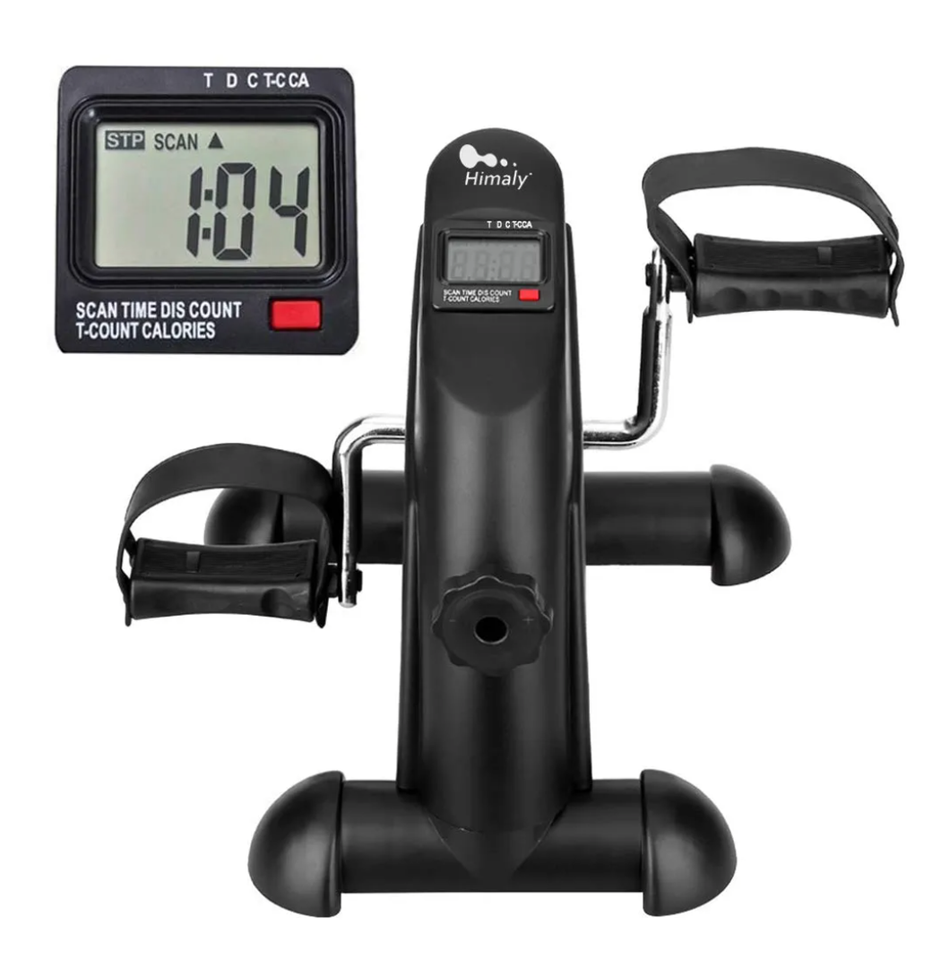 Mini Exercise Bike, himaly Under Desk Bike Pedal Exerciser Portable Foot Cycle Arm & Leg Peddler Machine with LCD Screen Displays