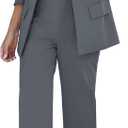 LookbookStore 2 Piece Pant Suits for Women Dressy Blazer High Waisted Pants Sets Business Casual Outfits (Small, Gray)