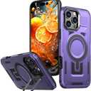 for iPhone 16 Pro Max Case, Compatible with MagSafe, Shockproof Military-Grade Protection, Rugged TPU Magnetic Phone Case with Kickstand Cover for iPhone 16 Pro Max 6.9" Purple