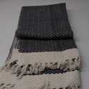 Lahome Boho Kitchen Runner, 2'6''x8 Runners for Hallways Lightweight Bath Mat Woven Washable Runner Rug with Tassels, Farmhouse Non Shedding Black Rug for Bedroom Living Room