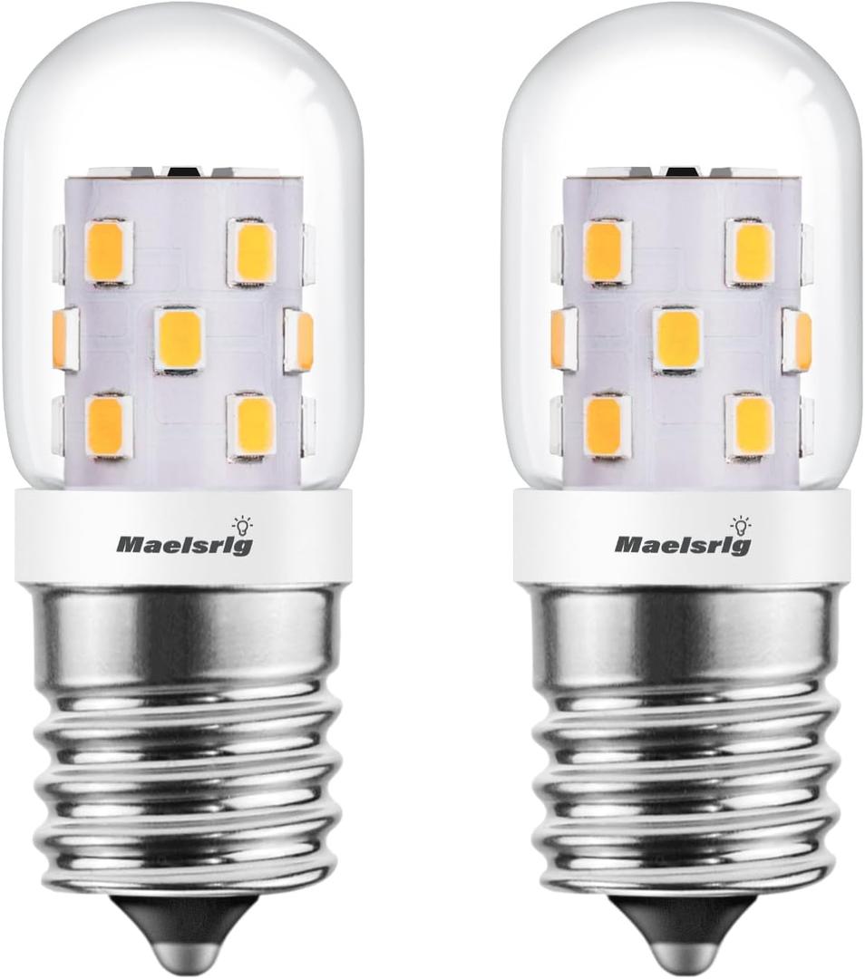 Maelsrlg LED Microwave Light Bulbs Under Hood 40W Equivalent, E17 LED Bulb Dimmable for Range Hood, 3W 380 Lumens, LED Appliance Light Bulb Over Stove, Warm White 3000K, 2 Pack