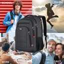 Backpack for Men Women, School Backpack, Large Quilted College Bookbag for Men, Water Resistant Travel Work Backpacks, Business Computer Back Pack with Reinforced Straps, Fits 17" Laptop Black