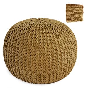 HOMBYS Unstuffed Ottoman Pouf Cover, 100% Cotton Handmade Knitted Ottoman Pouf Cover Round Foot Stool, Floor Bean Bag Chair, Foot Rest with Storage for Living Room Bedroom, Beige(Cover ONLY NO Filler) yellow 18x18