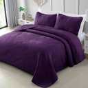 Exclusivo Mezcla California King Quilt Bedding Set, Lightweight Deep Purple Oversized King Bedspreads Soft Modern Geometric Coverlet Set for All Seasons (1 Quilt and 2 Pillow Shams), Size: Cal King (112''X104'')