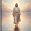 Jesus Wall Art Jesus Walking On Water Wall Decor Paintings Christian Religious Posters Prints Pictures Modern Serenity Prayer Prints Artwork for Prayer Room Living Room Bedroom, 16x24 in