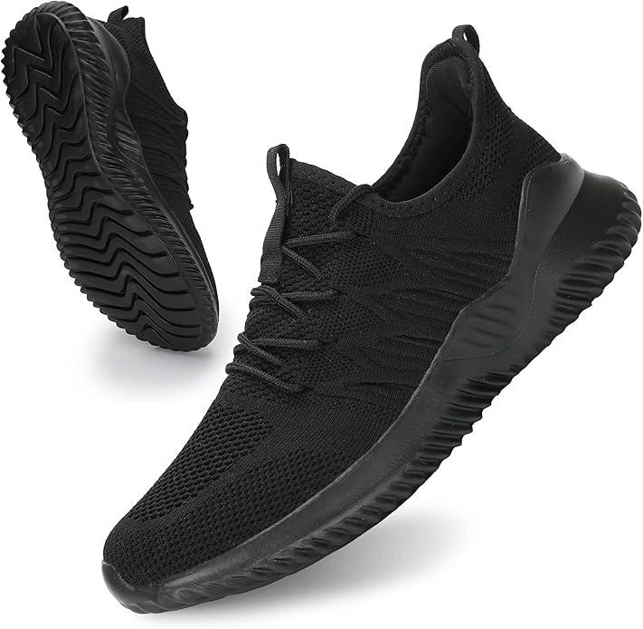 Mens Slip On Running Shoes Athletic Walking Trainers Lightweight Breathable Mesh Tennis Sneakers (10, Beige)