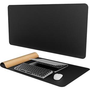 Mydours 40" x 20" Extra Large Desk Mat, PU Leather & Cork Desk Pad, Large XXL Desk Mouse Pad for Workstation, Office, Home, Computer Desk Mat with Keyboard & Mouse (Black)