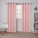 EXCLUSIVE HOME Sateen Twill Woven Room Darkening Blackout Grommet Top Curtain Panel Pair, 52"x84", Blush