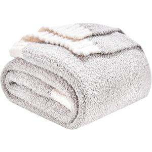 CozeCube Melange Blanket, Ultra Soft Grey and White Throw Blanket, Warm Cozy Knit Fuzzy Plush Reversible Throw for Couch Bed Sofa, 50"x60"