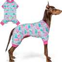 KYEESE Dog Pajamas Velvet Dog Pajamas Large Sized Dogs Soft Dogs Clothes Pjs with Flamingo Pattern Stretchy Pet Jammies Coat Comfy Pet Onesie Costume, Size 3X-Large (XXX-Large (60-80lbs))