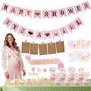 Girl Baby Shower Decorations Gender Reveal Party Supplies SetPink Welcome Baby BannerBodysuit Scatter DecorationsCake ToppersMom to Be SashBaby Shower Scratch Off Poop GamePaper Photo Frames