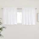 NICETOWN White Short Kitchen Curtains 30 inches Long, Dual Rod Pockets Soft Voile Sheer Elegant & Airy Small Window Treatments for Bedroom/Kitchen, 2 Panels, W60 x L30
