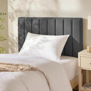 Hearth & Harbor Upholstered Twin Headboard - Easy Assemble Channel Stitched Headboard Twin Size - Wall Mounted Headboards with 3D Soundproof Wall Panels Peel & Stick Floating Headboards, Grey