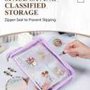 Jewelry Organizer Book Clear Travel earring book organizer Transparent Jewelry Book with Zipper Pouch Bags (Purple,With 80 PCS Small Jewelry Bags)