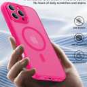 Faiono Magnetic for iPhone 16 Pro Max Case [Full Camera Protection][Military-Grade Protection][Compatible with MagSafe] Shockproof Protective Slim Phone Case for iPhone 16 Pro Max, Hot Pink