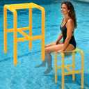 24 Inch Underwater Pool Stool for in-Pool Seating & Relaxation, Heavy Duty Submerged Pool Chair for in Pool, Ideal for Pool Lounging, Pool Bar, Poolside Chair with Foot Rest for Edge of Pool (Yellow)
