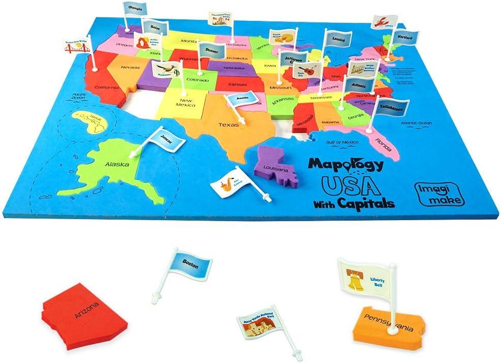 Imagimake Mapology USA Map with Capitals | Learning States and Capitals | US Geography Games | Jigsaw Puzzles for Kids Ages 8-10 | Educational Easter Gifts for Kids Age 5,6,7,8,9,10,11,12,13,14,15