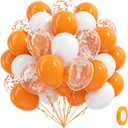 60pcs Orange and White Balloons 12inch with Orange White Confetti Balloons for Baby Shower University Birthday Party Decorations