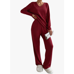 Ekouaer Women's Pajamas Set 2 Piece Fuzzy Lounge Set Long Sleeve Sleepwear Fall Winter Loungewear Outfits Matching Clothe, S