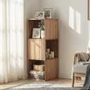 3-Tier Solid Wood Narrow Bookshelf, Corner Shelf for Media Storage, 39.25in