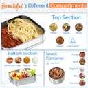 Stackable Stainless Steel Bento Box with Snack Container, 47oz/1400ml - Stainless Steel Lunch Box, Metal Bento Box for Kids & Adults, Eco-Friendly with Compartments for School, Work & Travel