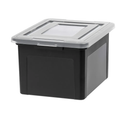 IRIS USA File Box File Organizer Plastic File Box for Letter/Legal File, BPA-Free Plastic Storage Bin Tote Organizer with Durable and Secure Latching Lid, Stackable and Nestable, Black 35 Qt. 1Pack