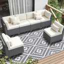 COOLTOP 9'x12 Outdoor Rug for Patios Porches, Waterproof Plastic Camping Rugs, Modern Reversible Mat, Large Area Rugs for Backyard, Deck, RV, Balcony, Picnic, Beach, Grey & White