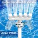 Adjustable Pool Fountain with 5 Nozzles for Above Ground and Inground Pools, 360 Direction Control with 2 Adapter, High-Efficiency Cooling Waterfall Sprinkler and Aerator (2025 Upgrade) (White)
