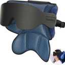 Travel Pillows for Airplanes, Airplane Pillow with Sleep Eye Mask, 360 Support Headrest, Travel Essentials, Adjustable Airplane Head Strap for with/Out Headrest Seat, Mottled Blue