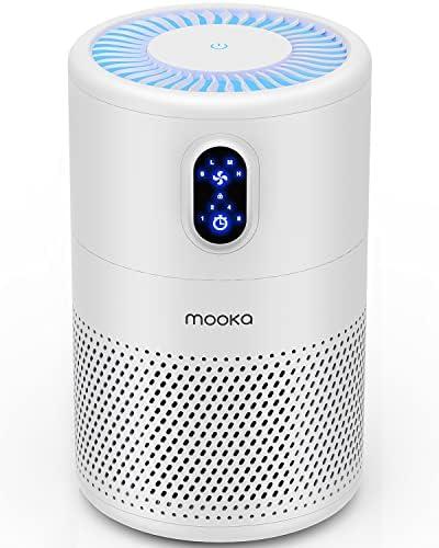 MOOKA Air Purifiers for Home Large Room up to 1076 ft², H13 True HEPA Air Filter Cleaner, Odor Eliminator, Remove Smoke Dust Pollen Pet Dander, Night Light
