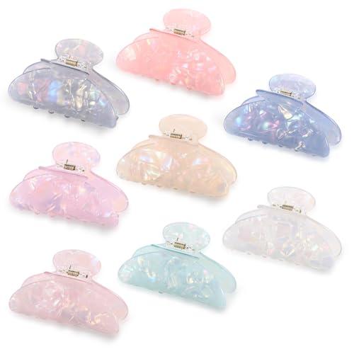 Yuxung 8 Pcs Large Acrylic Hair Claw Clips for Women Cute Non-slip Strong Hold Jaw Clamps Accessories for Thick Thin Hair(Fantasy Color)