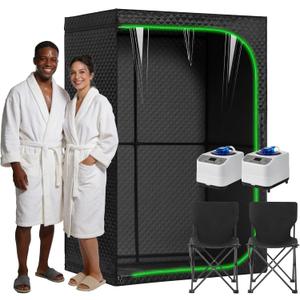 Portable Steam Sauna Tent for Home, Full Body Relaxation, Fast Heating, Foldable Indoor Sauna (Double Square, Polyester + PVC)