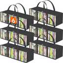 Lifewit CD Storage Bags 6 Pcs, Clear PVC Plastic DVD Organizer with Handles and Zipper, Media Holder for Blu Ray Disc, Movie Cases, VHS Box, Video Game Disks, Albums, Books, Holds 300 CDs (50 Each)