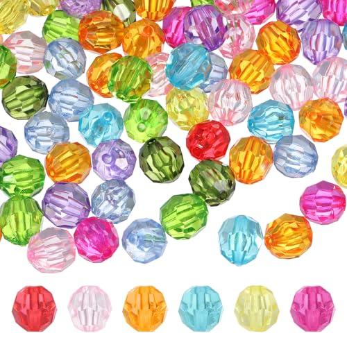 MECCANIXITY 200pcs Czech Faceted Bicone Beads 10mm Glass Spacer Bead Bulk for Jewelry Making & DIY Craft, Mixed Colors