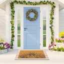 Tinideya 2 Pcs Easter Day Door Mat Welcome Outdoor Non Slip Coir Mats Flower and Bunny Floor Layering Doormats Seasonal for Front Porch Entryway Decor (Easter Bunny)
