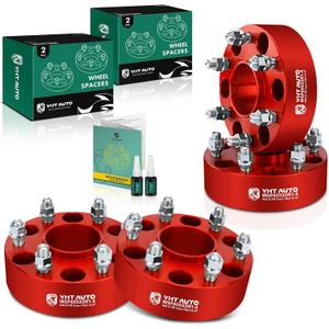 YHTAUTO 6x5.5 Hubcentric Wheel Spacers 2 inch Fits Chevy, GMC, Cadillac Models, Silverado, Sierra, Tahoe, Yukon, Forged 6x139.7mm Tire Spacers 50mm with M14x1.5 Studs 78.1mm Hub Bore 4PCS, Red